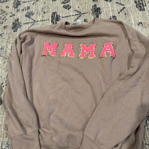 Brown Sweatshirt with Pink 'MAMA' Letters